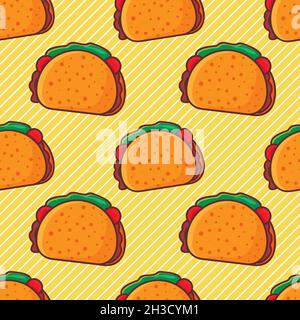 Tacos Food nahtlose Muster Vektor Illustration Stock Vektor
