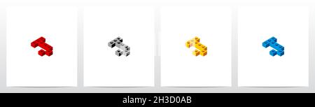 Spielzeugbaustein Buchstabe Logo Design J Stock Vektor