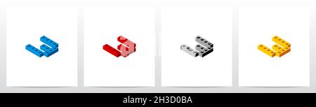 Spielzeugbaustein Buchstabe Logo Design W Stock Vektor