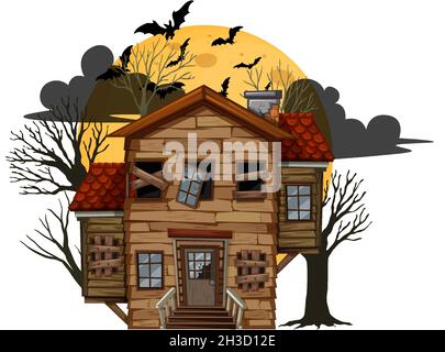 Isolierte halloween verlassenen Haus Illustration Stock Vektor