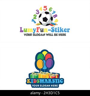 Bunt verspielt Kinder Bildung Geschenk Kindergarten Logo Design Stock Vektor