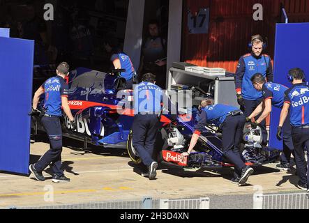 Pierre Gasly-Toro Rosso im Vorsaison-Training auf der Rennstrecke Barcelona Catalunya, 2018, Spanien Stockfoto