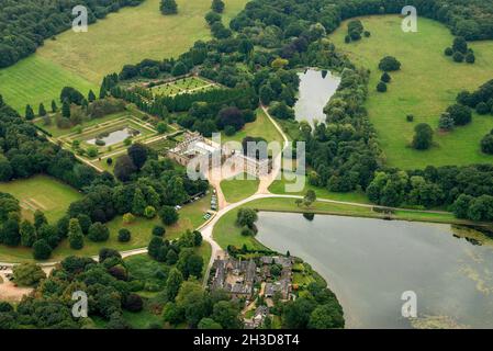 Luftbild von Newstead Abbey, Nottinghamshire England Stockfoto