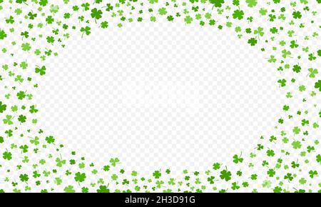 Shamrock oder grünes Kleeblatt Blätter Muster Hintergrund flache Design Vektor Illustration isoliert auf transparentem Hintergrund. Stock Vektor