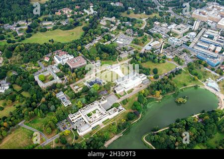 Luftaufnahme von Highfields Park und University Park Campus in Nottingham, Nottinghamshire England Stockfoto