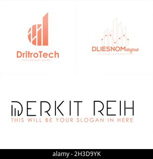 Moderne Technologie Daten Gebäude Tech Symbol Logo Design Stock Vektor