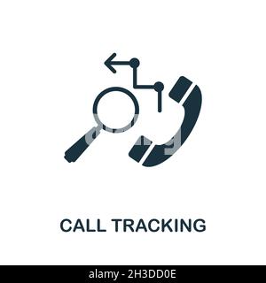 Symbol „Anrufverfolgung“. Monochromes Schild aus der Production Management Collection. Creative Call Tracking Symbol Illustration für Web-Design, Infografiken und Stock Vektor