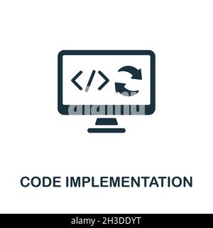 Symbol für die Codeimplementierung. Monochromes Schild aus der Production Management Collection. Creative Code Implementierung Symbol Illustration für Web-Design Stock Vektor