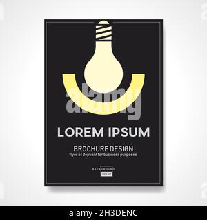Eine Glühbirne beleuchtet einen dunklen Raum. Innovationskonzept. Retro-Vektorhintergrund und Illustration. Abstrakte Designvorlage für Broschüren, Flyer, mag Stock Vektor