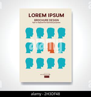 Person, die gegen den Strom in einer Menge geht. Retro-Vektorhintergrund und Illustration. Abstrakte Designvorlage für Broschüren, Flyer, Magazine, BU Stock Vektor