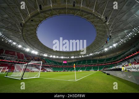 Das al Thumama Stadium, das am 22. Oktober 2021 mit dem Emir Cup 2021-Finale eröffnet wurde, wird Austragungsort der FIFA Fußball-Weltmeisterschaft 2022 in Katar sein. Stockfoto