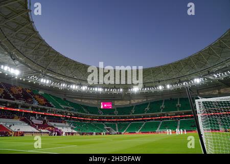 Das al Thumama Stadium, das am 22. Oktober 2021 mit dem Emir Cup 2021-Finale eröffnet wurde, wird Austragungsort der FIFA Fußball-Weltmeisterschaft 2022 in Katar sein. Stockfoto