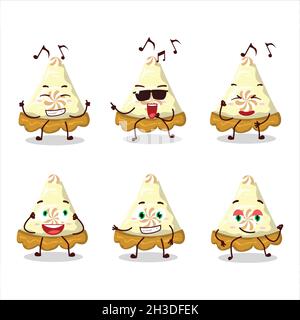 Ein Bild von Scheibe Zitrone Meringue Pie Tänzer Cartoon-Figur genießen die Musik. Vektorgrafik Stock Vektor