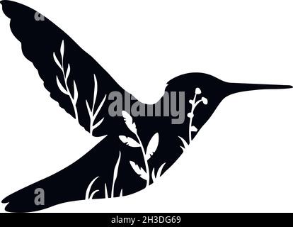 Hummingbird - Schablone mit floralem Design - florale Tier Vektor Silhouette Stock Vektor
