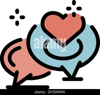 Symbol für Liebesbotschaften. Umriss Liebe Messaging Vektor Symbol Farbe flach isoliert Stock Vektor