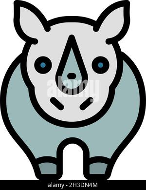 Rhino-Symbol. Kontur Nashornvektor Symbol Farbe flach isoliert Stock Vektor