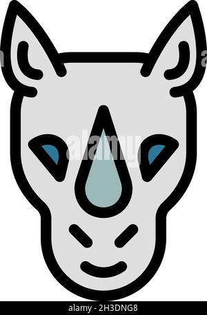 Rhino-Tiersymbol. Umriss Nashorn Tier Vektor Symbol Farbe flach isoliert Stock Vektor