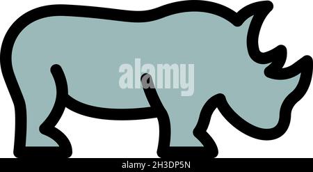 Afrika-Nashornsymbol. Umriss afrika Nashorn Vektor Symbol Farbe flach isoliert Stock Vektor