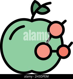 Apple Research-Symbol. Kontur Apfel Forschung Vektor Symbol Farbe flach isoliert Stock Vektor