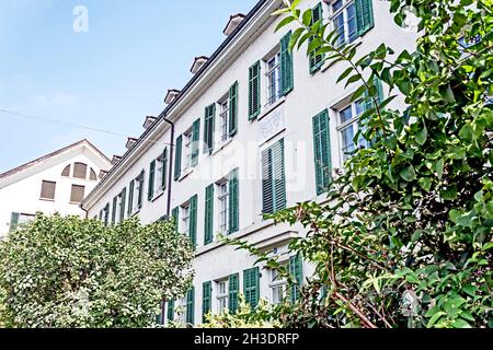 Letztes Haus von Johanna Spyri, Autor von Heidi; Zürich, Zeltweg; Letzte Wohnung Johanna Spyri (Autorin von Heidi), Zürich Zeltweg Stockfoto