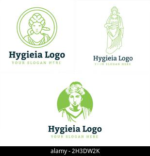 Moderne medizinische pharmazeutische Statue von Hygeia Logo-Design Stock Vektor