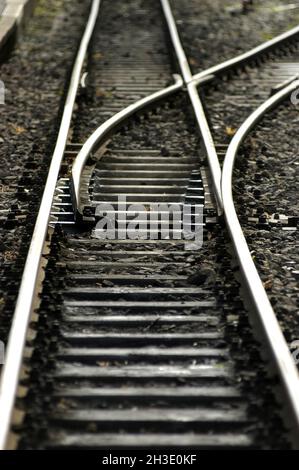 Eisenbahnstrecke mit veränderbarem Schalter, Deutschland Stockfoto