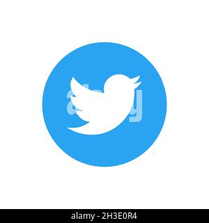 Twitter-Symbollogo auf weißem Hintergrund isoliert. Redaktionelles Bild. Vinnitsia, Ukraine, 01. Februar 2021 Stock Vektor