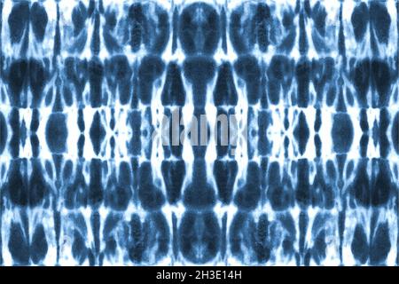 Krawatte Farbstoff Shibori-Muster. Aquarell handbemalt ornamental Indigo blau marine farbige Elemente auf weißem Hintergrund. Aquarell abstrakte Textur. Drucken Stock Vektor