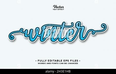 Winter minimalistischer Texteffekt editierbar eps cc Stock Vektor