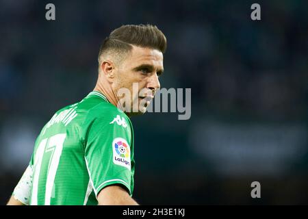 Sevilla, Spanien, 27. Oktober 2021, Joaquin Sanchez von Real Betis während des Fußballspiels der spanischen Meisterschaft La Liga zwischen Real Betis und Valencia CF am 27. Oktober 2021 im Benito Villamarin Stadion in Sevilla, Spanien - Foto: Joaquin Corchero/DPPI/LiveMedia Stockfoto