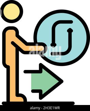 Symbol „man“ und „Reconnect“. Umreißen Mann und wieder verbinden Zeichen Vektor-Symbol Farbe flach isoliert Stock Vektor