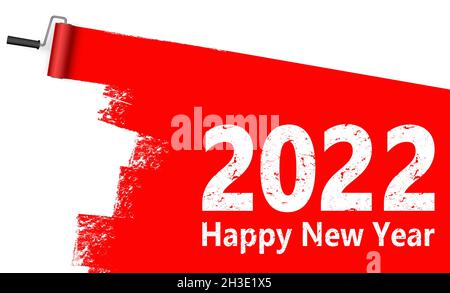 eps-Vektordatei mit rot gefärbtem Farbwalzenkonzept für Werbegrüße für das neue Jahr 2022 Stock Vektor