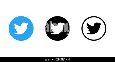 Twitter-Symbollogo auf weißem Hintergrund isoliert. Redaktionelles Bild. Vinnitsia, Ukraine, 01. Februar 2021 Stock Vektor