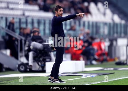 Alessio Dionisi, Cheftrainer von uns Sassuolo, zeigt während der Serie Ein Spiel zwischen Juventus FC und uns Sassuolo. Stockfoto