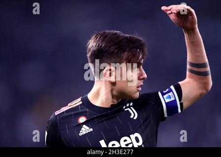 Paulo Dybala von Juventus FC zeigt während der Serie Ein Spiel zwischen Juventus FC und uns Sassuolo. Stockfoto