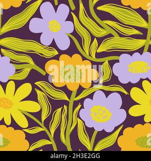 Nahtlose Muster Blume Knospe.Hintergrund florale Schönheit elegant.Design-Druck stilisierte Grafik verziert. Stock Vektor