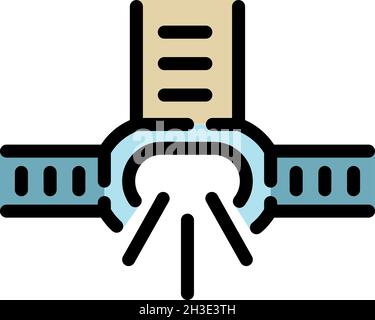 Symbol für Metallstrahlschweißen. Kontur Metallstrahl Schweißen Vektor Symbol Farbe flach isoliert Stock Vektor