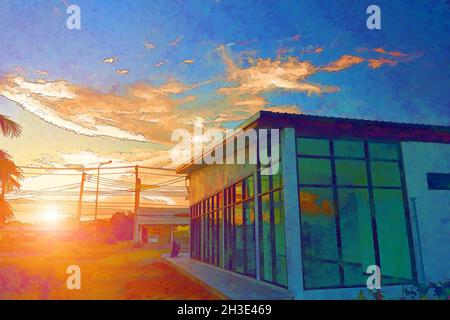 Schöne Natur Malerei am Morgen Stockfoto
