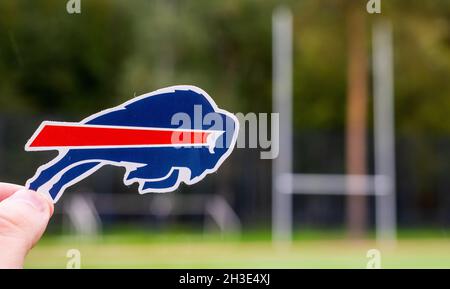 16. September 2021, Buffalo, New York. Emblem Ein professionelles American Football Team Buffalo Bills in der Buffalo Metropolitan Area in den Sportarten basiert Stockfoto