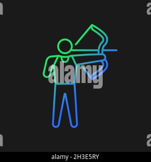 Bogenschießen Gradienten Vektor-Symbol für dunkles Thema Stock Vektor