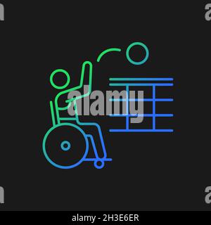 Rollstuhl-Volleyball Gradient-Vektor-Symbol für dunkles Thema Stock Vektor