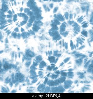 Tie Dye Shibori Nahtloses Muster. Handbemalte indigoblaue Kreise auf weißem Hintergrund. Druck für Textil, Stoff, Tapete, Geschenkpapier Stock Vektor