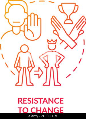 Symbol „Widerstand gegen Änderung des roten Gradientenkonzepts“ Stock Vektor