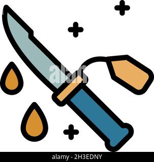 Symbol für kriminelles Messer. Umriss kriminellen Messer Vektor Symbol Farbe flach isoliert Stock Vektor