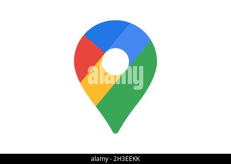 Google Maps Pin Pointer Position Logo-Symbol. Vektorgrafik redaktionelle Illustration. Vinnitsia^ Ukraine - Januar 27,2021 Stock Vektor