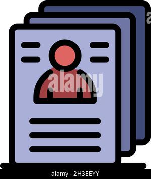 CV-Symbol für Personenschutz. Kontur Personal Guard cv Vektor Symbol Farbe flach isoliert Stock Vektor