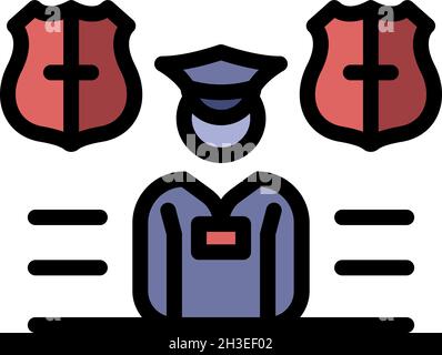 Symbol für die persönliche Wache der Polizei. Umriss Polizei Personenschutz Vektor-Symbol Farbe flach isoliert Stock Vektor