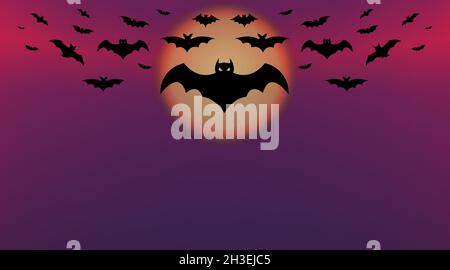 halloween Hintergrund mit Fledermäusen und Mond Stockfoto