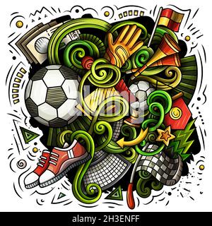 Cartoon Vektor Doodles Fußball Illustration Stock Vektor