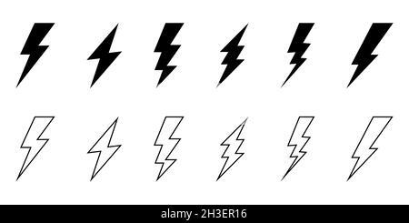 Flash-Symbol legt Linienstil fest Stock Vektor